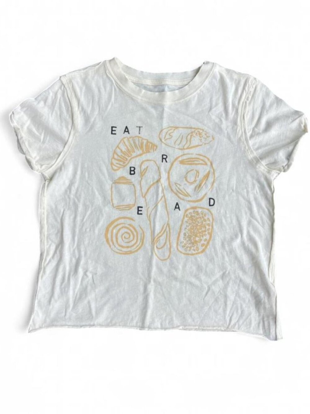 Anthropologie Maeve 100% Cotton Eat Bread Whimsical Foodie Graphic T Shirt